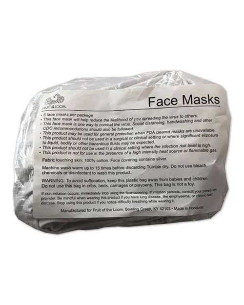 Fruit Of The Loom 5PMask Face Covering Pkg 5 - White - HIT a Double