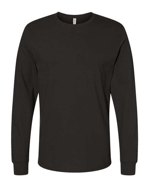 Fruit Of The Loom IC47LSR Unisex Iconic Long Sleeve T-Shirt - Black Ink - HIT a Double