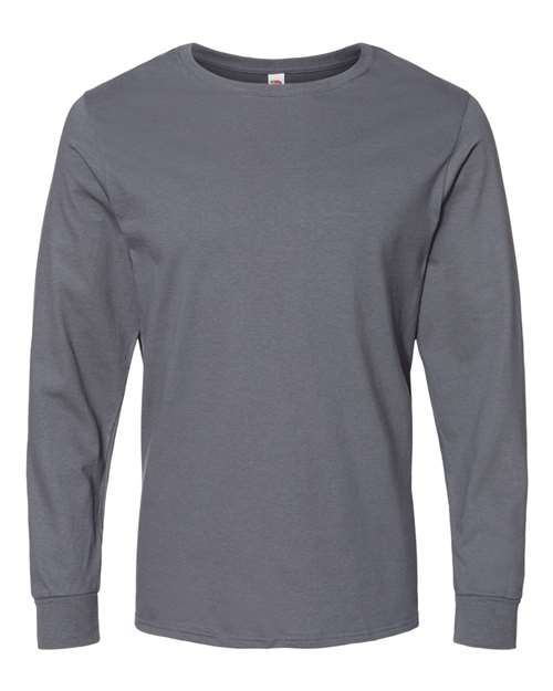 Fruit Of The Loom IC47LSR Unisex Iconic Long Sleeve T-Shirt - Charcoal Grey - HIT a Double - 1