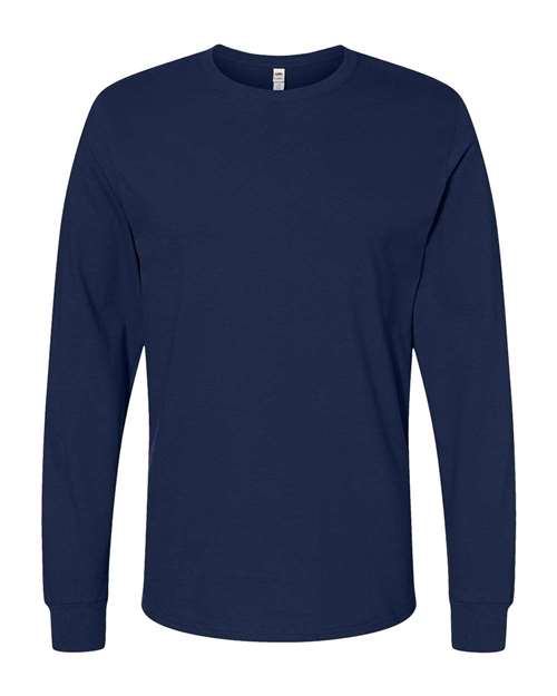 Fruit Of The Loom IC47LSR Unisex Iconic Long Sleeve T-Shirt - J. Navy - HIT a Double - 1