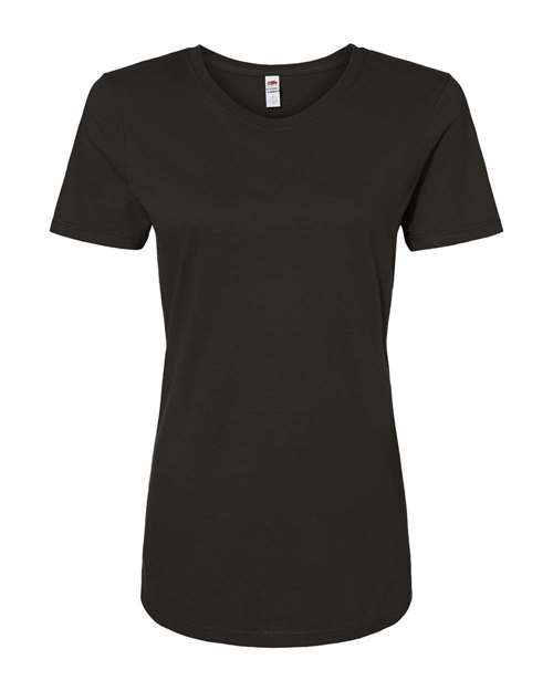 Fruit Of The Loom IC47WR Women&#39;s Iconic T-Shirt - Black Ink - HIT a Double - 1