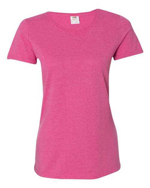 Fruit Of The Loom L3930R HD Cotton Women&#39;s Short Sleeve T-Shirt - Retro Heather Pink - HIT a Double