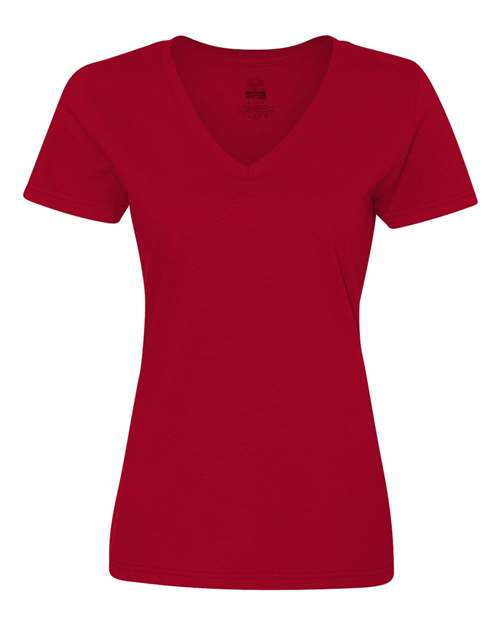 Fruit Of The Loom L39VR HD Cotton Women&#39;s V-Neck T-Shirt - True Red - HIT a Double