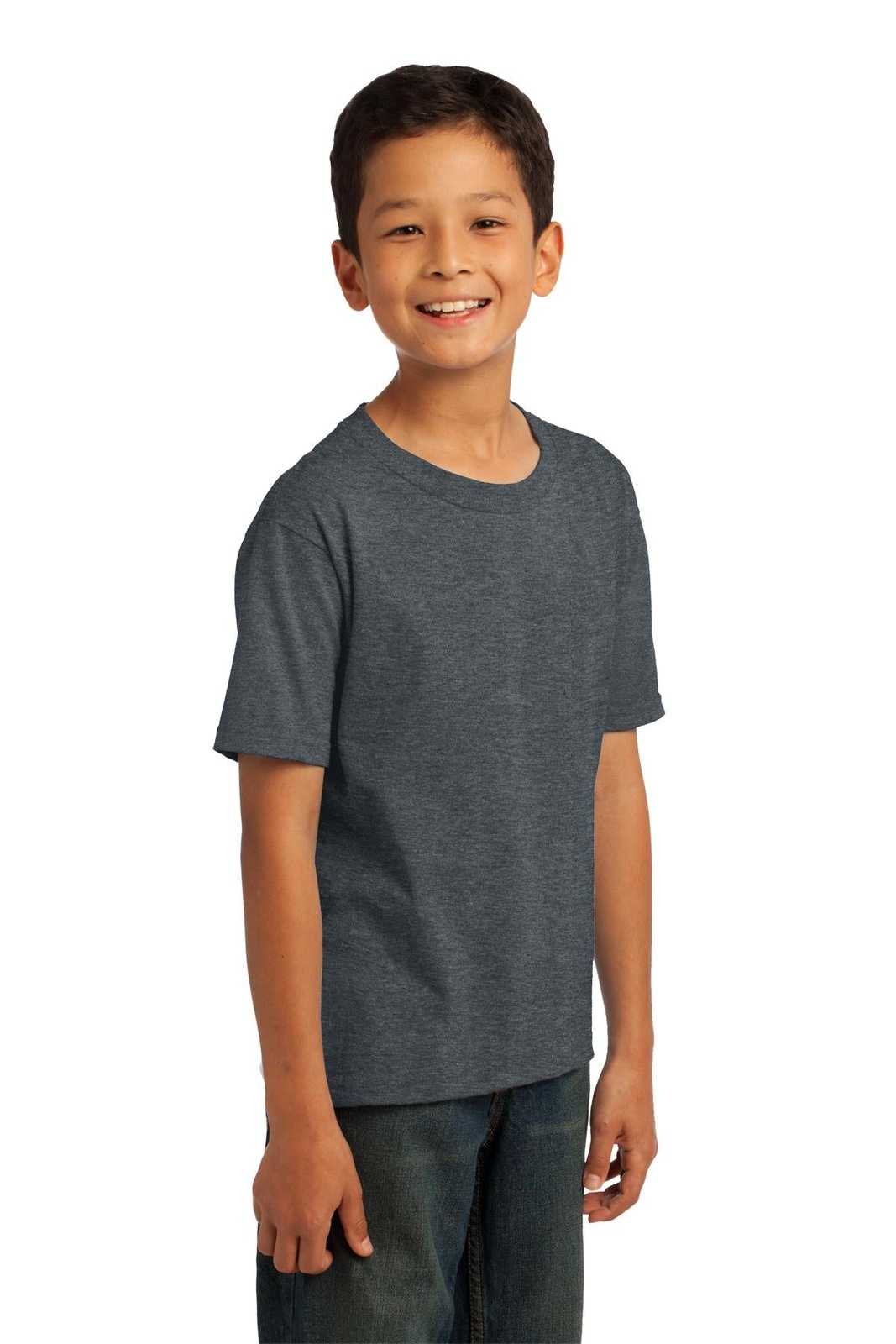 Fruit of the Loom 3930B Youth HD Cotton 100% Cotton T-Shirt - Black Heather - HIT a Double