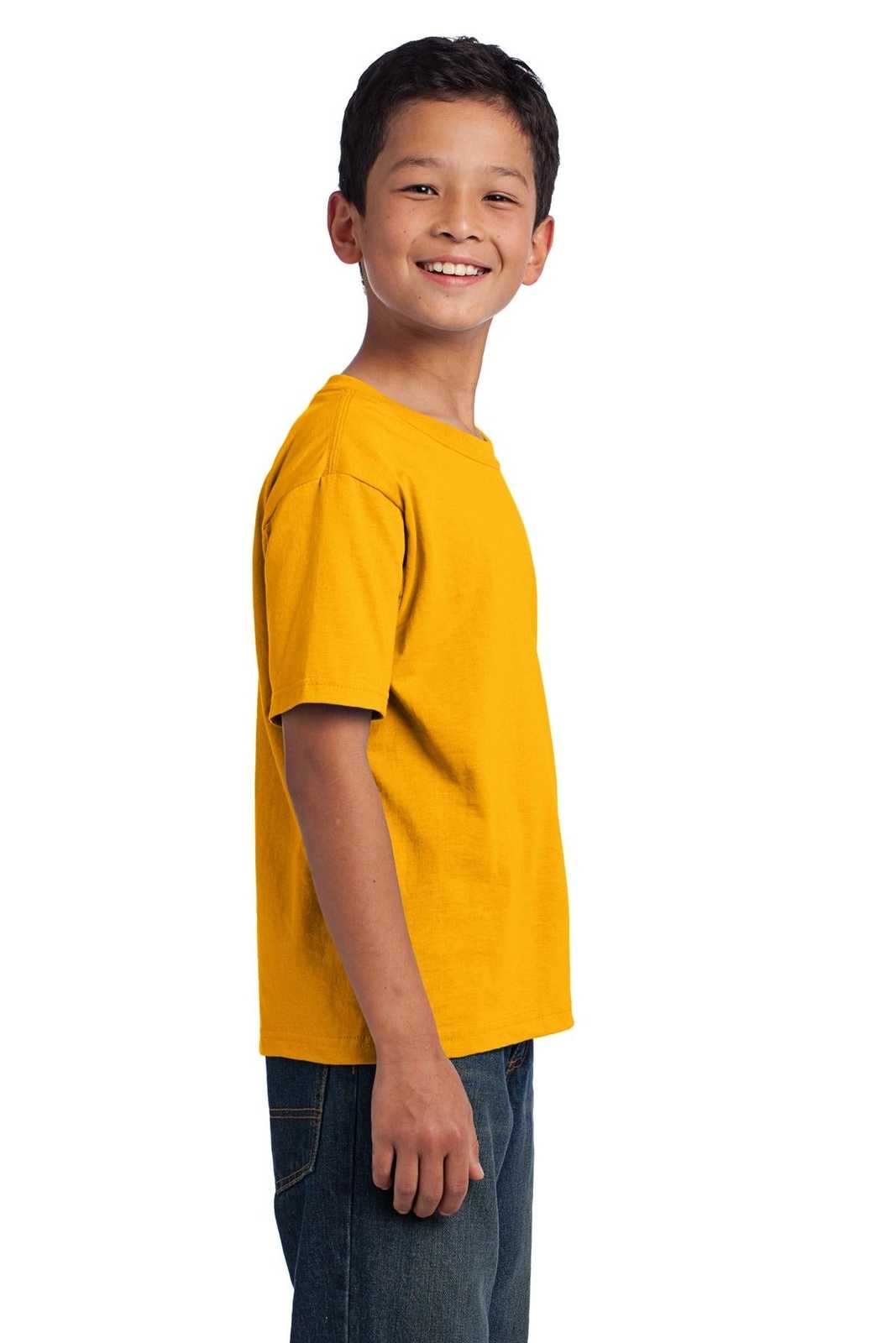 Fruit of the Loom 3930B Youth HD Cotton 100% Cotton T-Shirt - Gold - HIT a Double