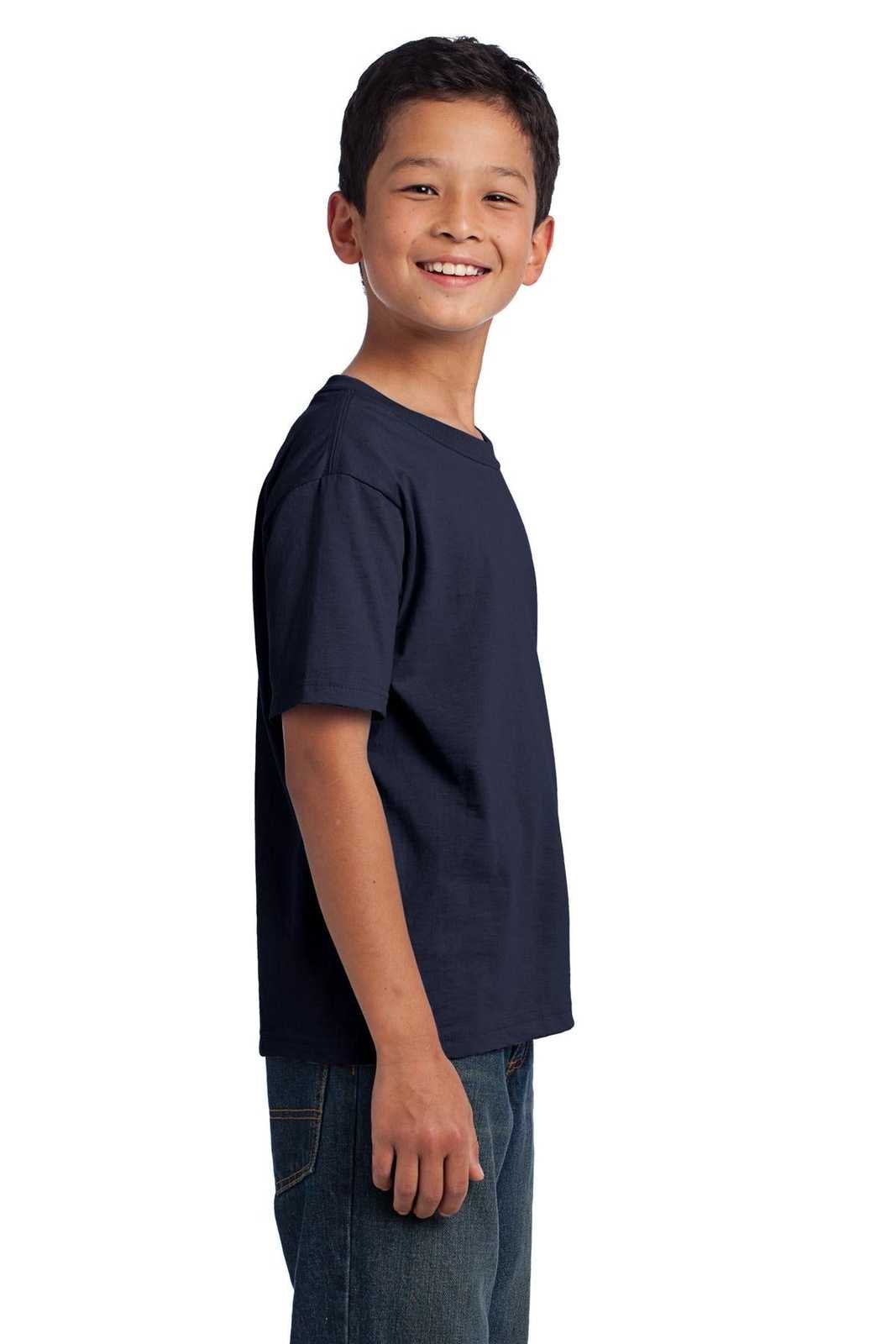 Fruit of the Loom 3930B Youth HD Cotton 100% Cotton T-Shirt - Navy - HIT a Double