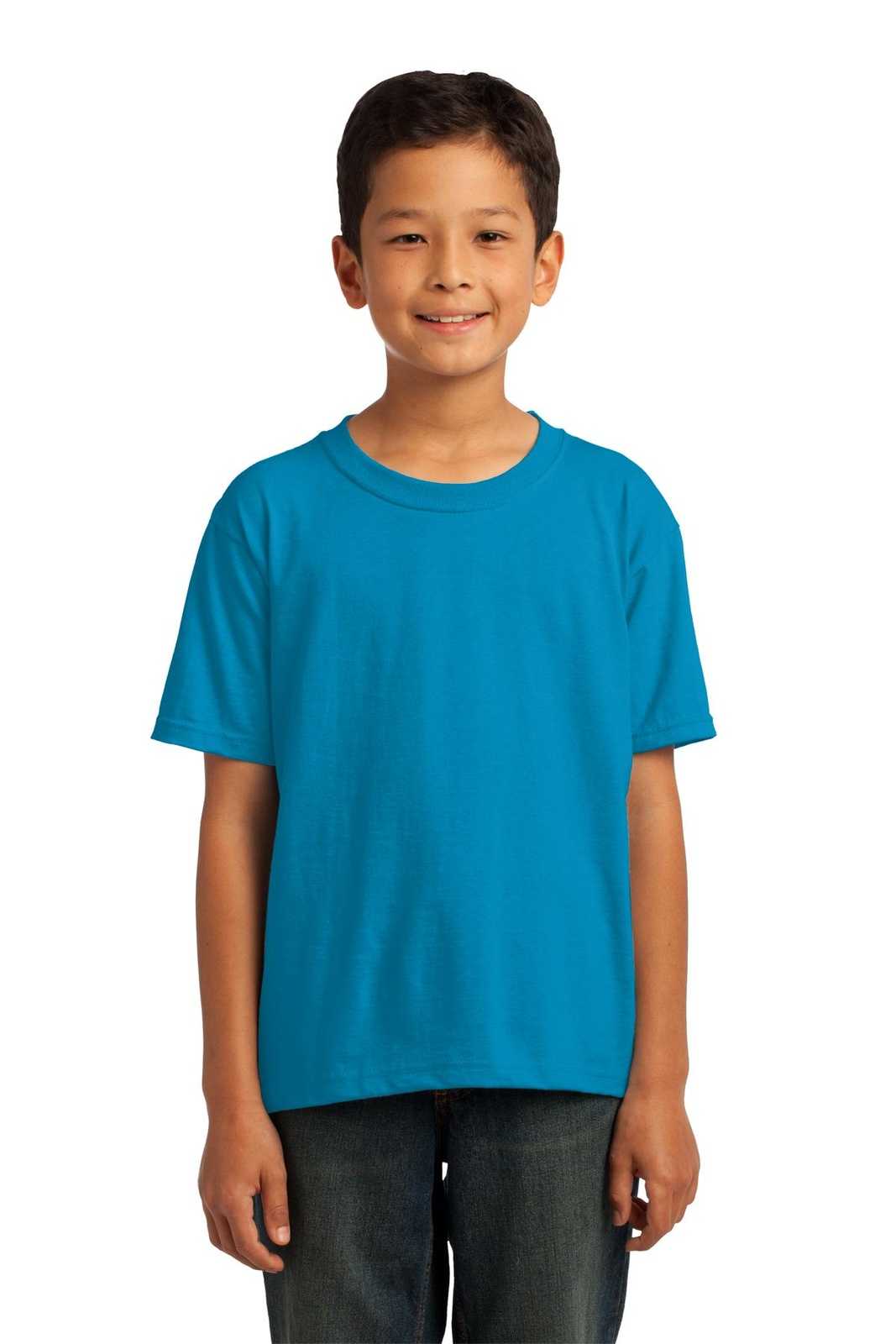 Fruit of the Loom 3930B Youth HD Cotton 100% Cotton T-Shirt - Pacific Blue - HIT a Double