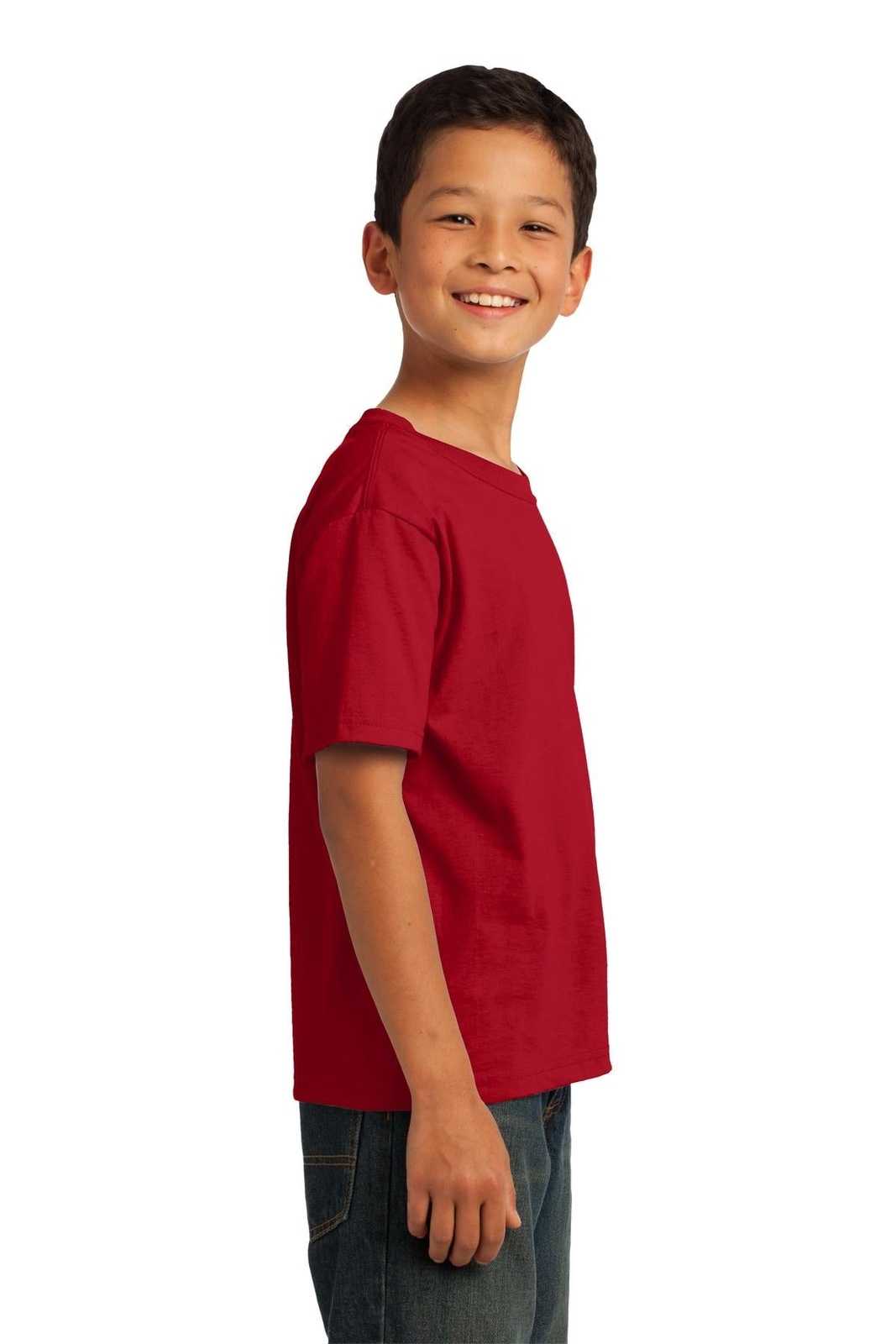 Fruit of the Loom 3930B Youth HD Cotton 100% Cotton T-Shirt - True Red - HIT a Double