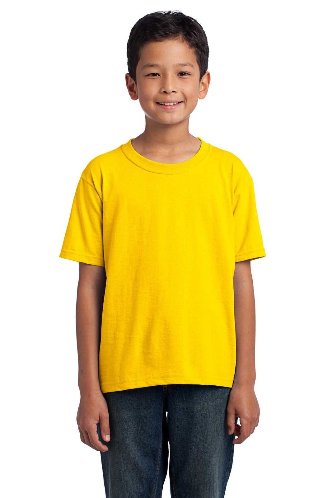 Fruit of the Loom 3930B Youth HD Cotton 100% Cotton T-Shirt - Yellow - HIT a Double