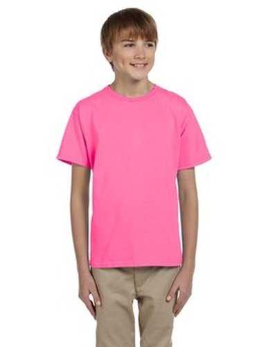 Fruit of the Loom 3931B Youth Hd Cotton T-Shirt - Neon Pink - HIT a Double