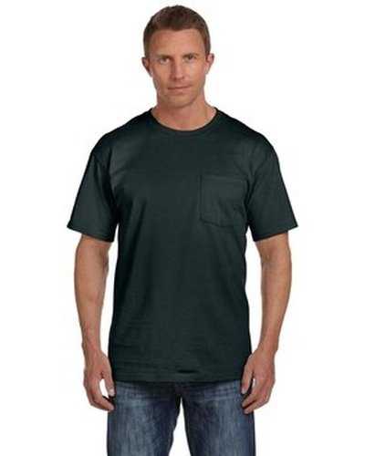 Fruit of the Loom 3931P Adult Hd Cotton Pocket T-Shirt - Black - HIT a Double