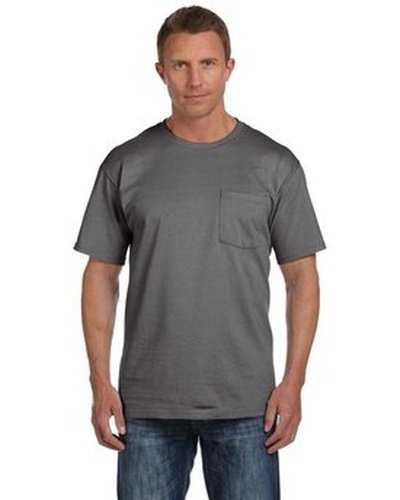 Fruit of the Loom 3931P Adult Hd Cotton Pocket T-Shirt - Charcoal Gray - HIT a Double