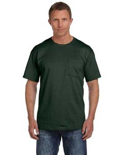 Fruit of the Loom 3931P Adult Hd Cotton Pocket T-Shirt - Forest Green - HIT a Double