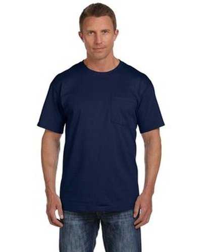 Fruit of the Loom 3931P Adult Hd Cotton Pocket T-Shirt - J Navy - HIT a Double