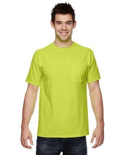 Fruit of the Loom 3931P Adult Hd Cotton Pocket T-Shirt - Safety Green - HIT a Double