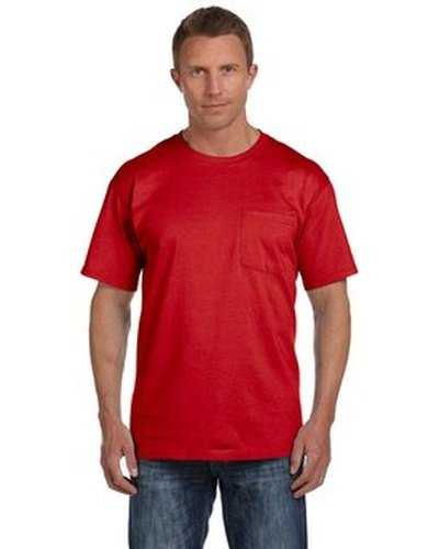 Fruit of the Loom 3931P Adult Hd Cotton Pocket T-Shirt - True Red - HIT a Double