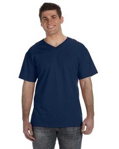 Fruit of the Loom 39VR Adult Hd Cotton V-Neck T-Shirt - J Navy - HIT a Double