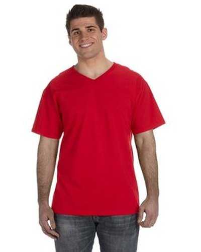 Fruit of the Loom 39VR Adult Hd Cotton V-Neck T-Shirt - True Red - HIT a Double