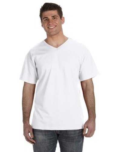 Fruit of the Loom 39VR Adult Hd Cotton V-Neck T-Shirt - White - HIT a Double