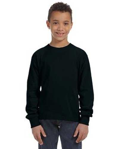 Fruit of the Loom 4930B Youth 5 oz Hd Cotton Long-Sleeve T-Shirt - Black - HIT a Double