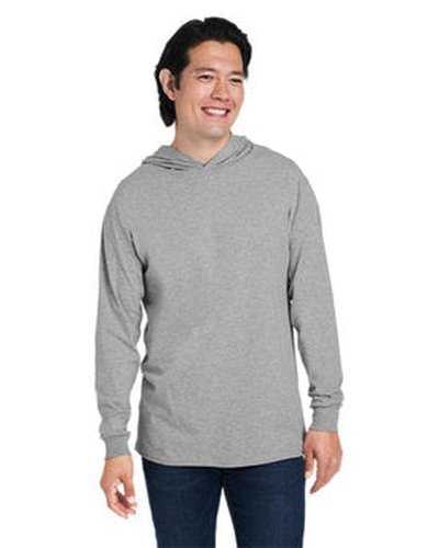 Fruit of the Loom 4930LSH Men&#39;s Hd Cotton Jersey Hooded T-Shirt - Athletic Heather - HIT a Double
