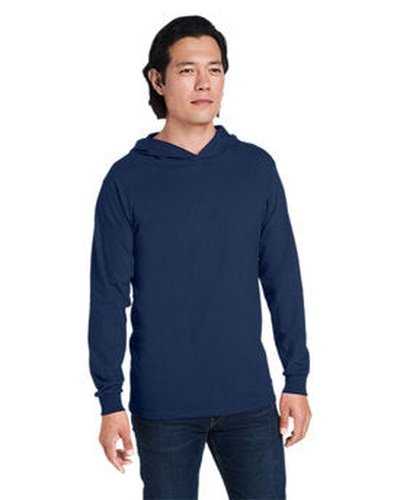 Fruit of the Loom 4930LSH Men&#39;s Hd Cotton Jersey Hooded T-Shirt - J Navy - HIT a Double