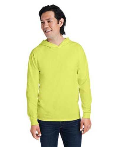 Fruit of the Loom 4930LSH Men&#39;s Hd Cotton Jersey Hooded T-Shirt - Safety Green - HIT a Double