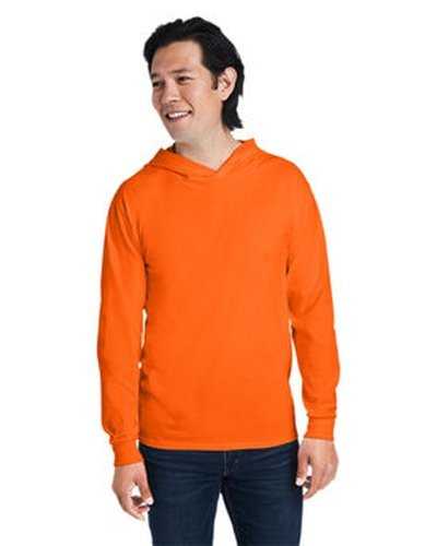 Fruit of the Loom 4930LSH Men&#39;s Hd Cotton Jersey Hooded T-Shirt - Safety Orange - HIT a Double