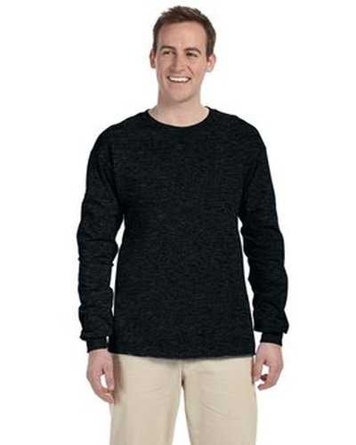 Fruit of the Loom 4930 Adult Hd Cotton Long-Sleeve T-Shirt - Black Heather - HIT a Double