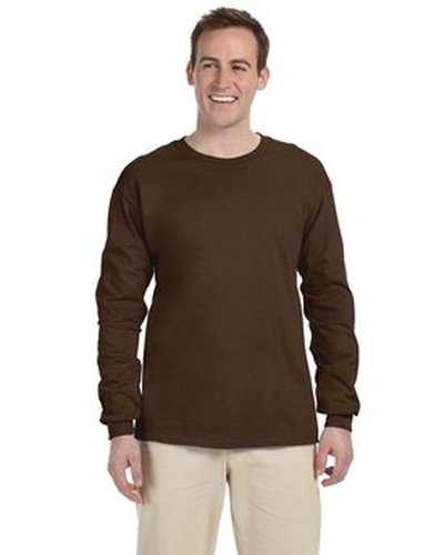 Fruit of the Loom 4930 Adult Hd Cotton Long-Sleeve T-Shirt - Chocolate - HIT a Double