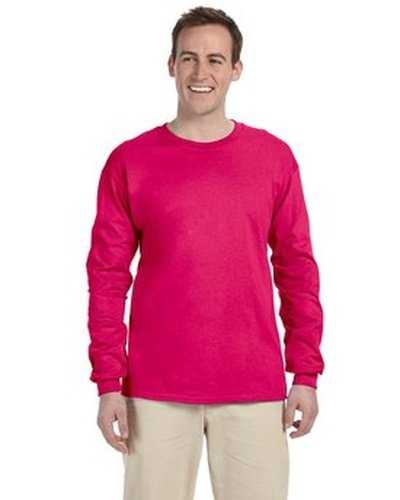Fruit of the Loom 4930 Adult Hd Cotton Long-Sleeve T-Shirt - Cyber Pink - HIT a Double