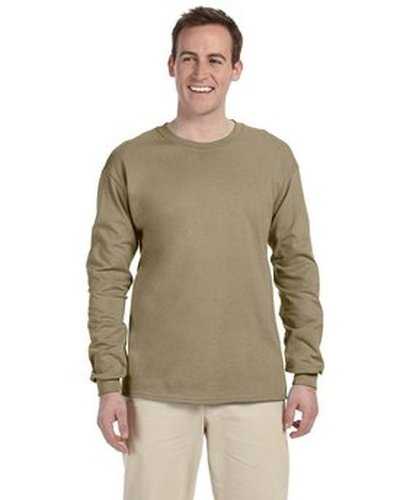 Fruit of the Loom 4930 Adult Hd Cotton Long-Sleeve T-Shirt - Khaki - HIT a Double