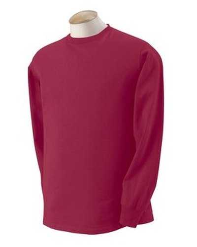 Fruit of the Loom 4930 Adult Hd Cotton Long-Sleeve T-Shirt - Maroon - HIT a Double