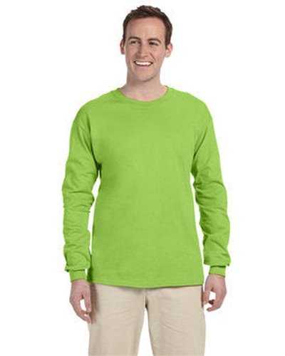 Fruit of the Loom 4930 Adult Hd Cotton Long-Sleeve T-Shirt - Neon Green - HIT a Double