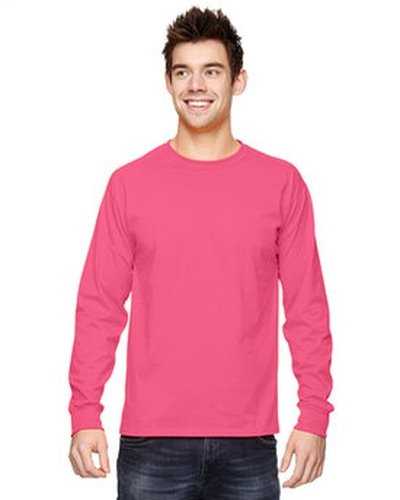 Fruit of the Loom 4930 Adult Hd Cotton Long-Sleeve T-Shirt - Neon Pink - HIT a Double