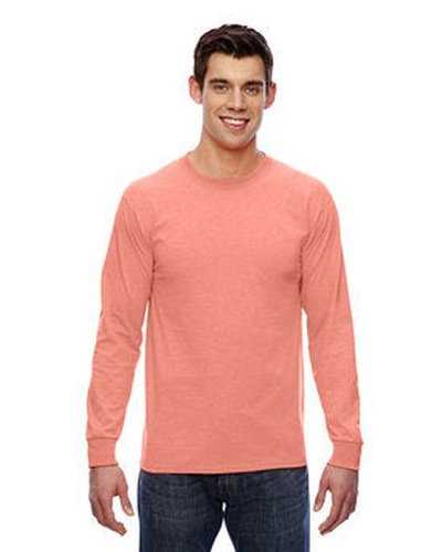 Fruit of the Loom 4930 Adult Hd Cotton Long-Sleeve T-Shirt - Retro Heather Coral - HIT a Double