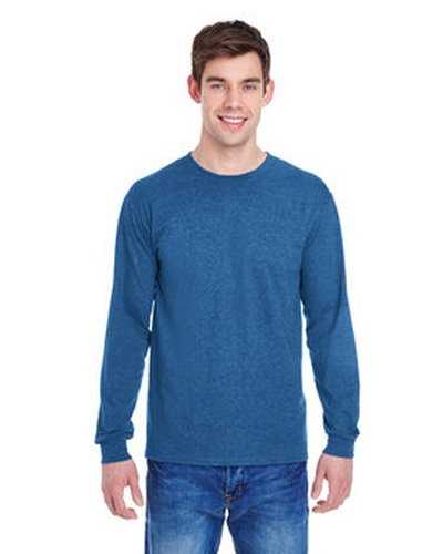 Fruit of the Loom 4930 Adult Hd Cotton Long-Sleeve T-Shirt - Retro Heather Royal - HIT a Double