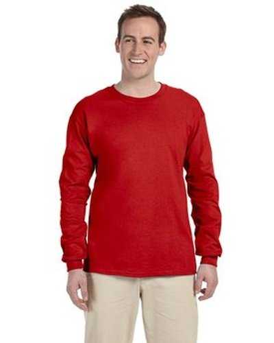 Fruit of the Loom 4930 Adult Hd Cotton Long-Sleeve T-Shirt - True Red - HIT a Double