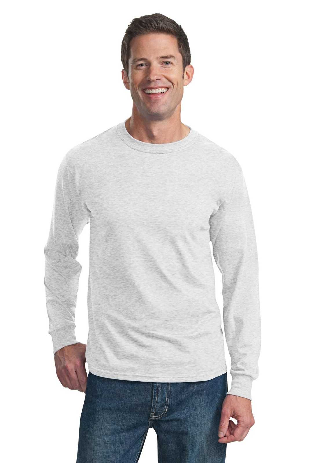 Fruit of the Loom 4930 HD Cotton 100% Cotton Long Sleeve T-Shirt - Ash - HIT a Double