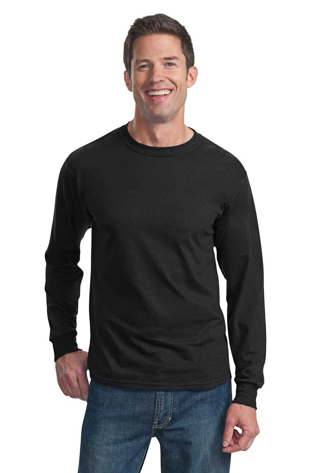 Fruit of the Loom 4930 HD Cotton 100% Cotton Long Sleeve T-Shirt - Black - HIT a Double