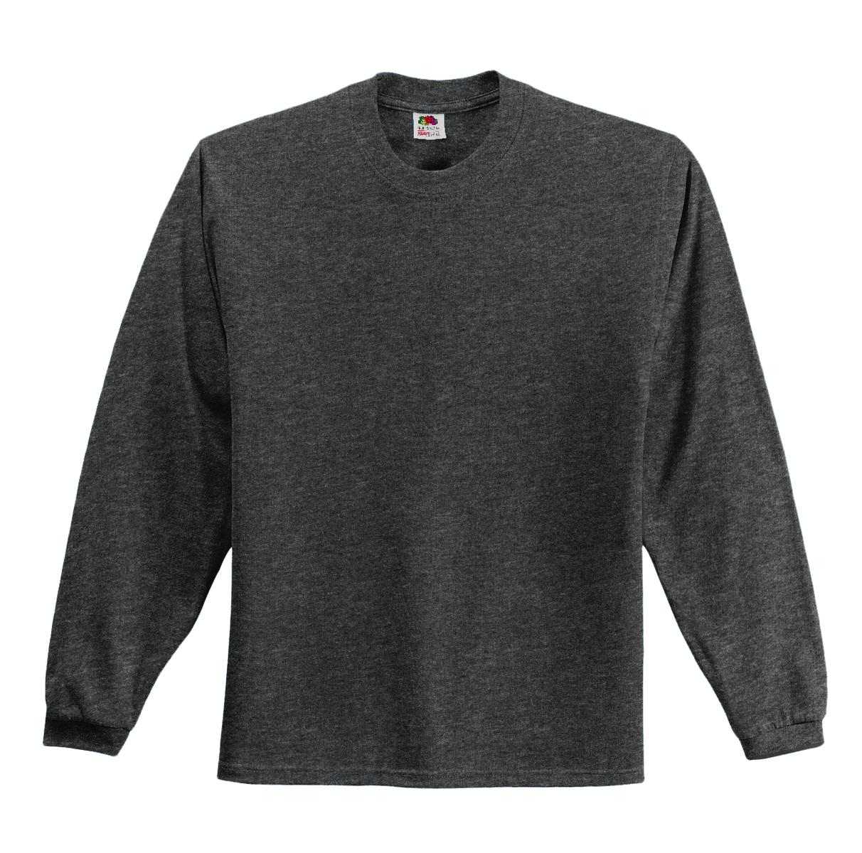 Fruit of the Loom 4930 HD Cotton 100% Cotton Long Sleeve T-Shirt - Black Heather - HIT a Double