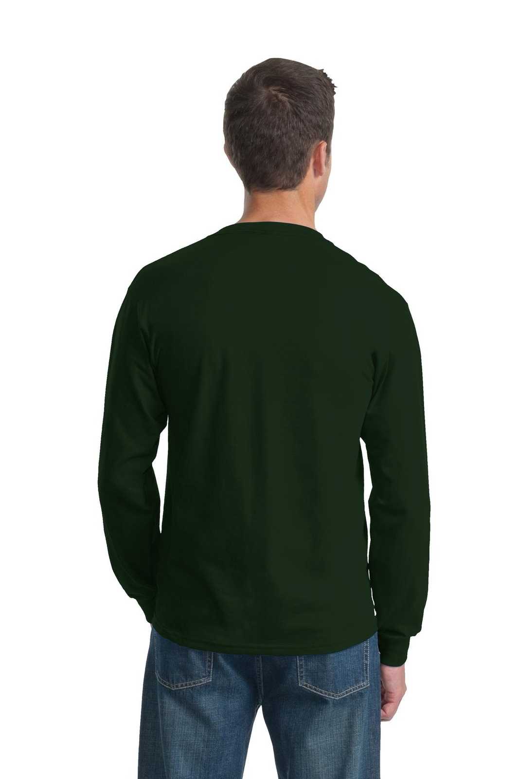 Fruit of the Loom 4930 HD Cotton 100% Cotton Long Sleeve T-Shirt - Forest Green - HIT a Double