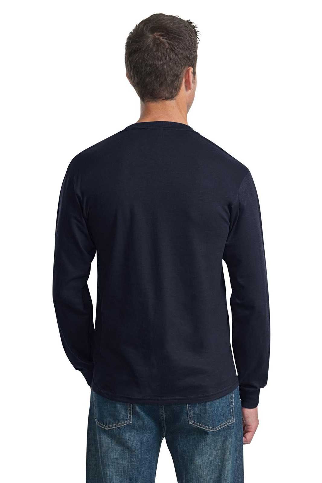 Fruit of the Loom 4930 HD Cotton 100% Cotton Long Sleeve T-Shirt - Navy - HIT a Double