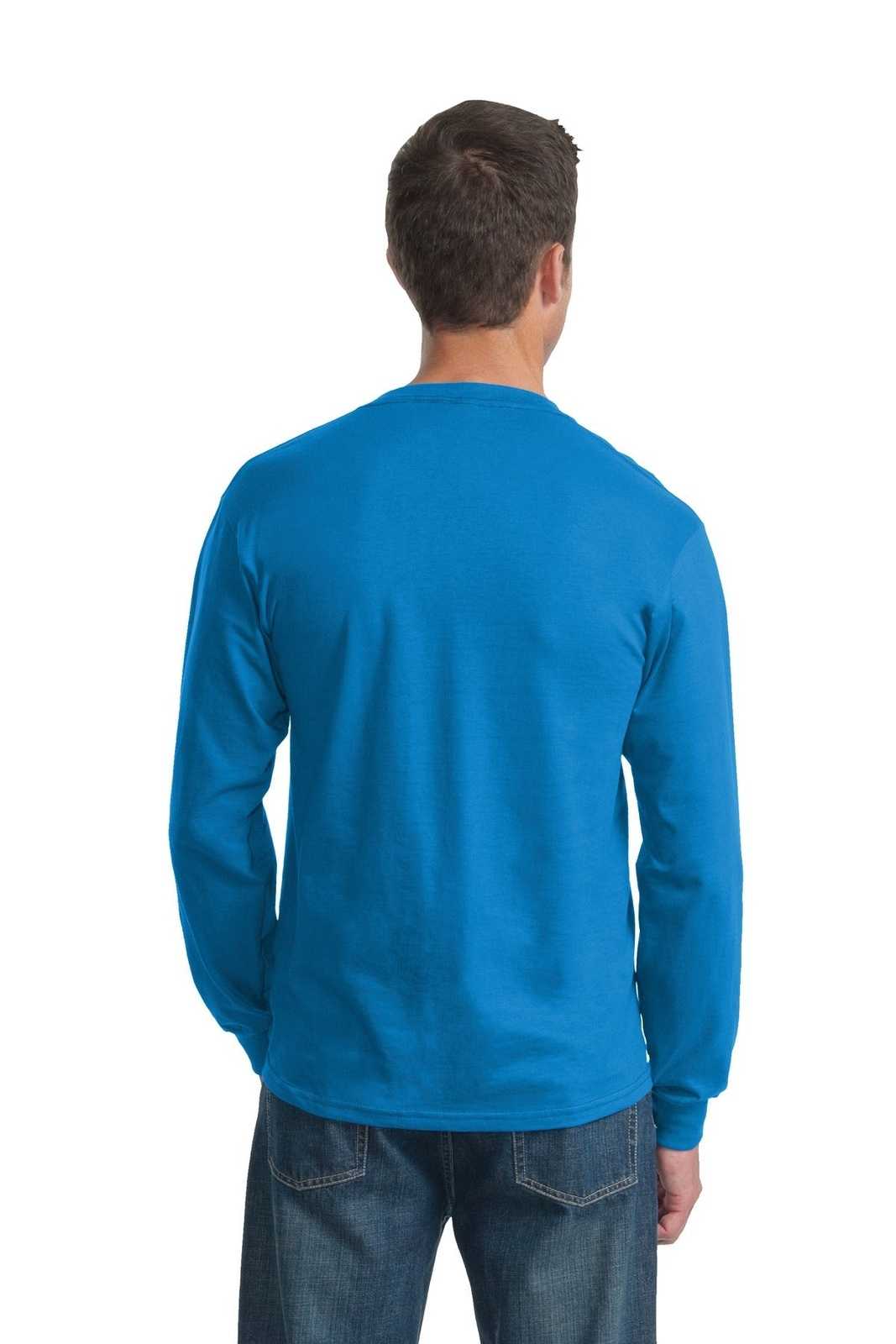 Fruit of the Loom 4930 HD Cotton 100% Cotton Long Sleeve T-Shirt - Pacific Blue - HIT a Double