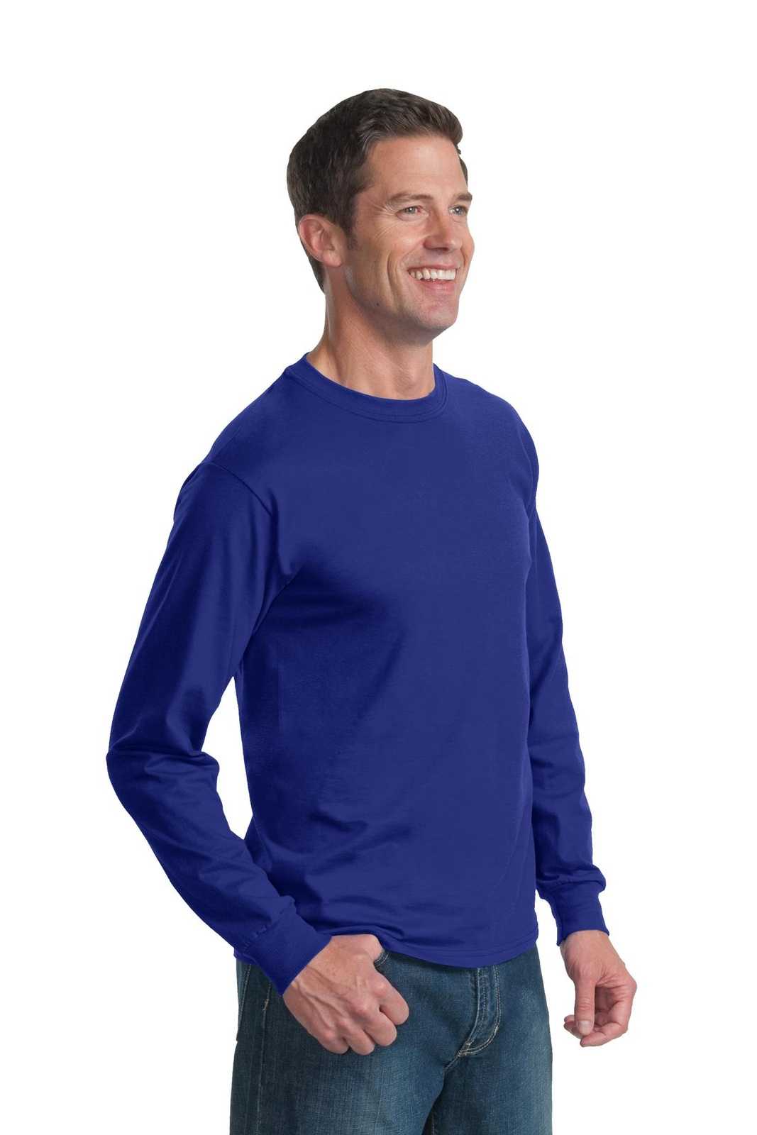 Fruit of the Loom 4930 HD Cotton 100% Cotton Long Sleeve T-Shirt - Royal - HIT a Double