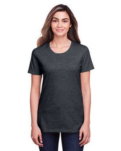 Fruit of the Loom IC47WR Ladies&#39; Iconic T-Shirt - Black Ink Heathr - HIT a Double