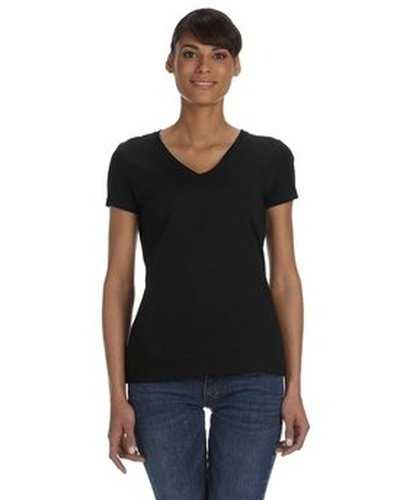 Fruit of the Loom L39VR Ladies' Hd Cotton V-Neck T-Shirt - Black - HIT a Double
