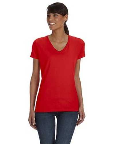 Fruit of the Loom L39VR Ladies' Hd Cotton V-Neck T-Shirt - True Red - HIT a Double
