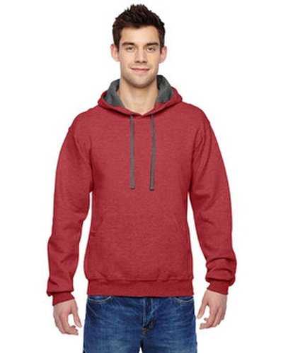 Fruit of the Loom SF76R Adult Sofspun Hooded Sweatshirt - Brick Heather - HIT a Double