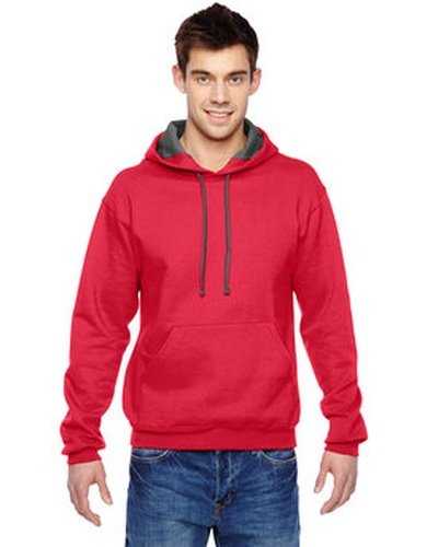 Fruit of the Loom SF76R Adult Sofspun Hooded Sweatshirt - Fiery Red - HIT a Double